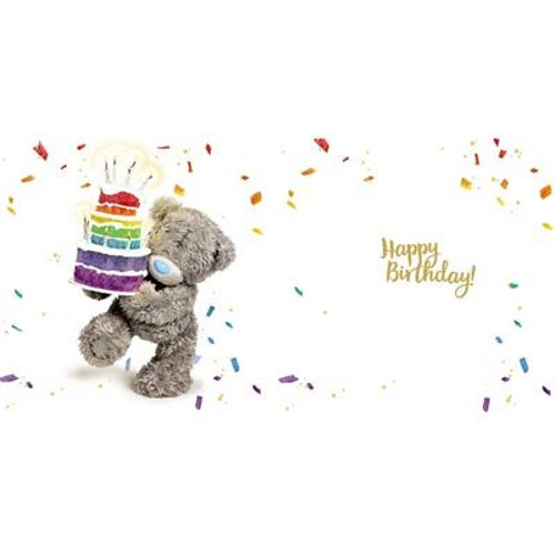 Bear With Cake 3D Holographic Birthday Cake Card