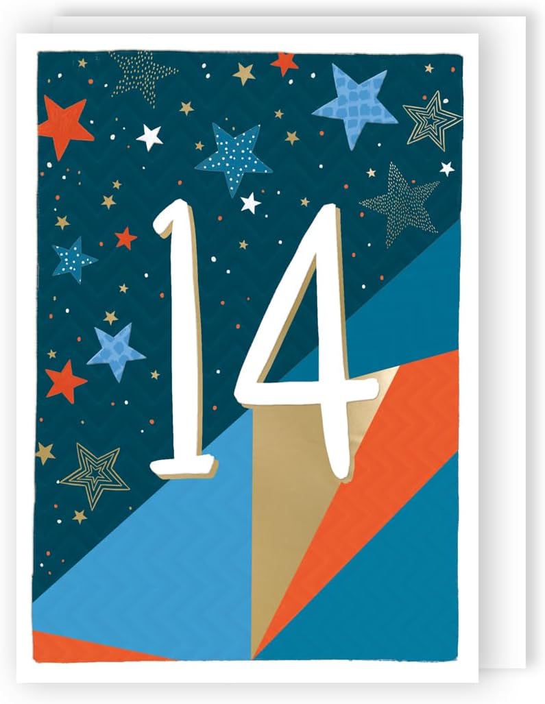 Contemporary Sparkly Space Adventure! Boy 14th Birthday Card