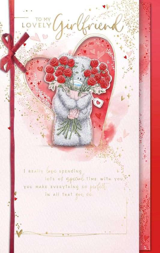 Bear With Bouquet Girlfriend Valentine's Day Card