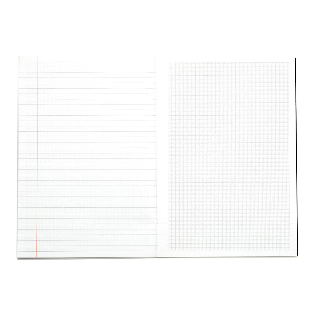 Rhino A4 64 Page Black 8mm Lined with Margin and 20mm Graph Ruling Reverse Exercise Book