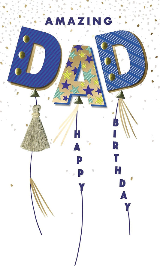 Embellished Balloons Amazing Dad Happy Birthday Card