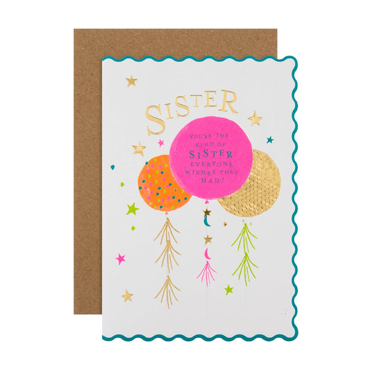 Oh Darling Colourful Balloons Design Sister Birthday Card