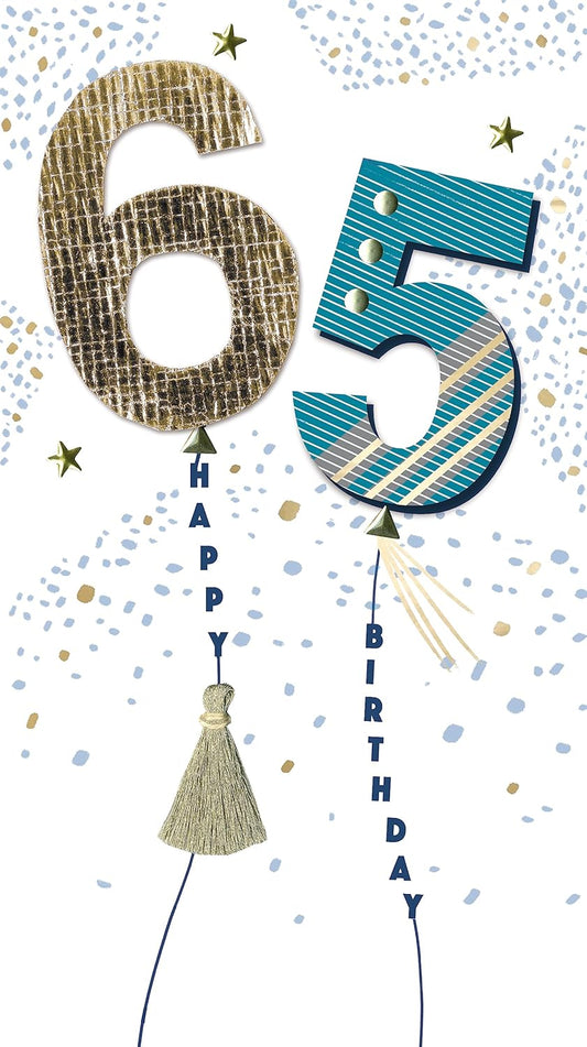 Embellished Balloons 65th Birthday Card