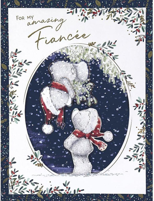 Bears and Mistletoe Amazing Fiancée Boxed Christmas Card