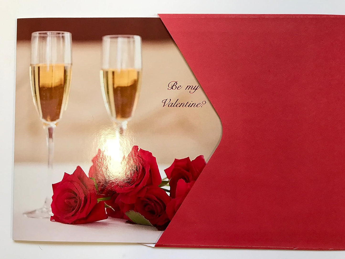 Be my Valentine? Champagne Glass & Roses Valentine's Day Greeting Card