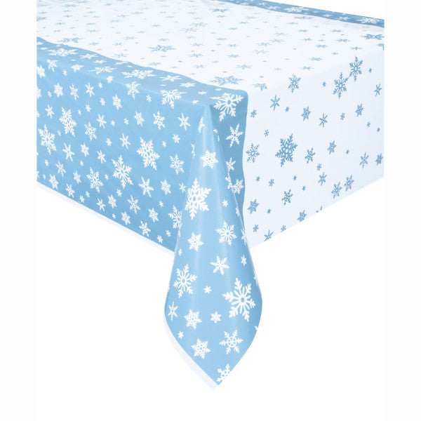 Snowflakes Rectangular Plastic Table Cover, 54"x84"