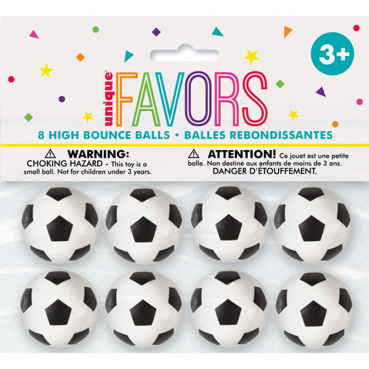 Pack of 8 3D Football Soccer Bouncy Balls