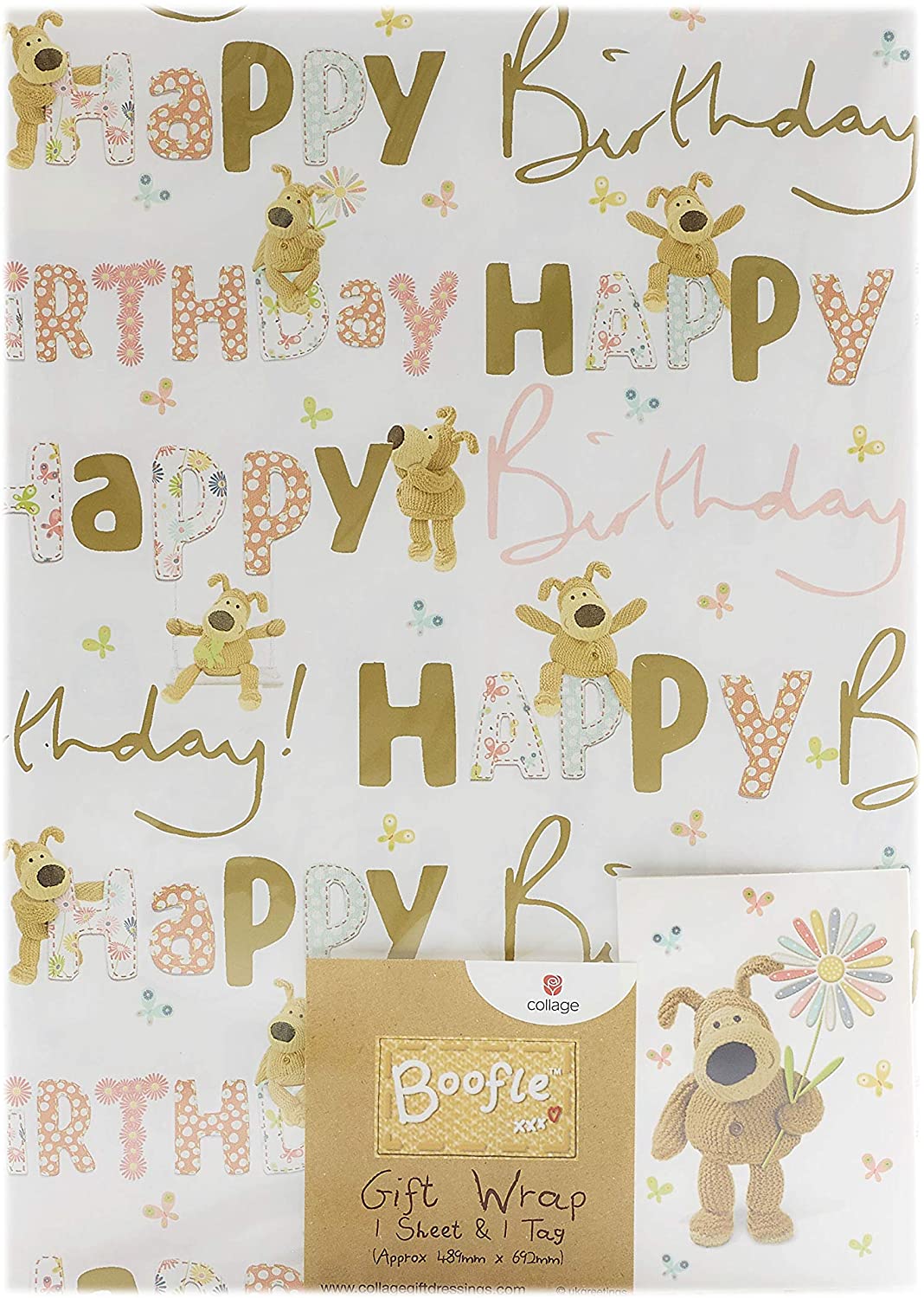 Boofle Happy Birthday Gift Wrap and Tag