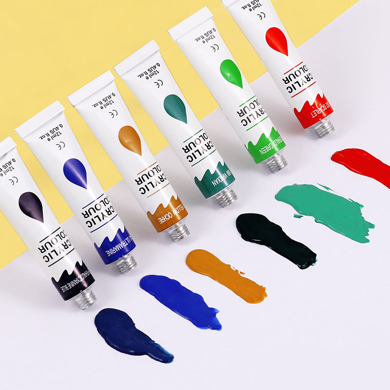 Pack of 12 12ml Professional Quality Acrylic Colour Paint