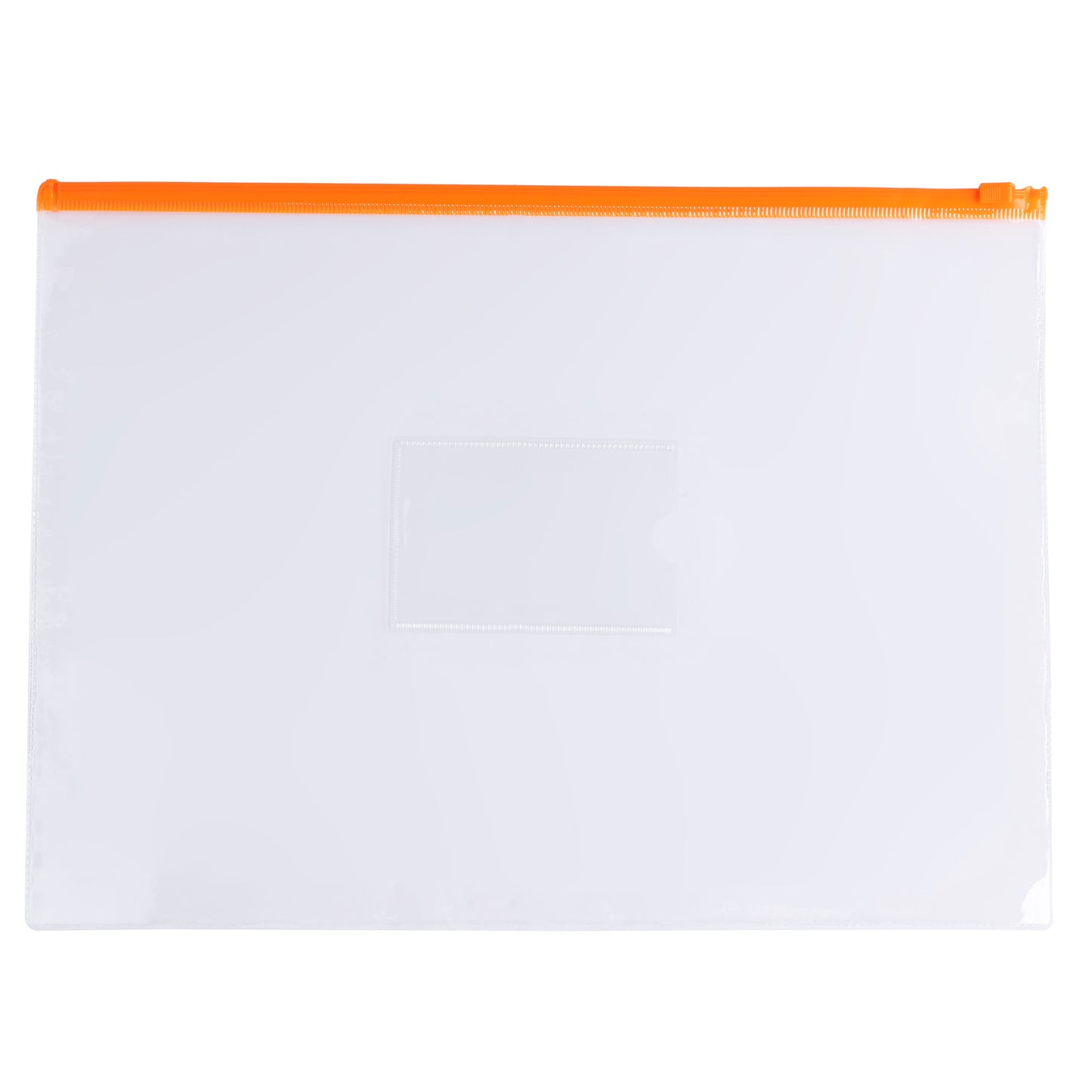 Pack of 12 A4+ Foolscap Clear Zippy Bags with Orange Zip