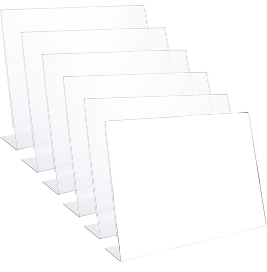 Pack of 6 A4 Horizontal Design L-Shape Transparent Acrylic Label Sign Holder