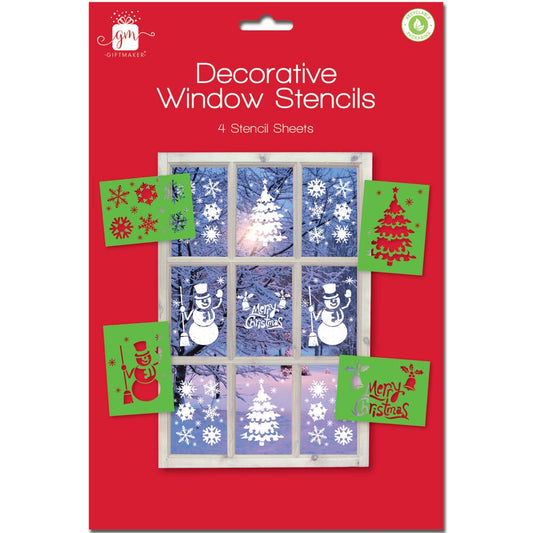 Set of 4 Decorative Christmas Window Stencil Sheets