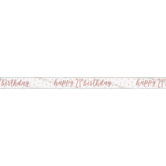 9ft Glitz Rose Gold Foil Banner "Happy 21st Birthday"