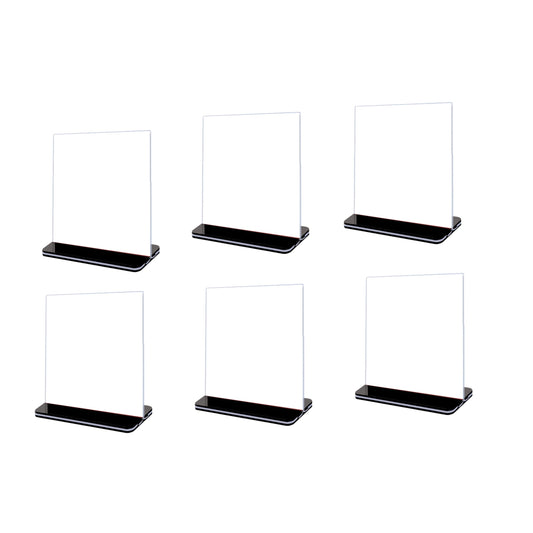 Pack of 6 Vertical Design T-Shape Acrylic Sign Holder 10 x 15cm