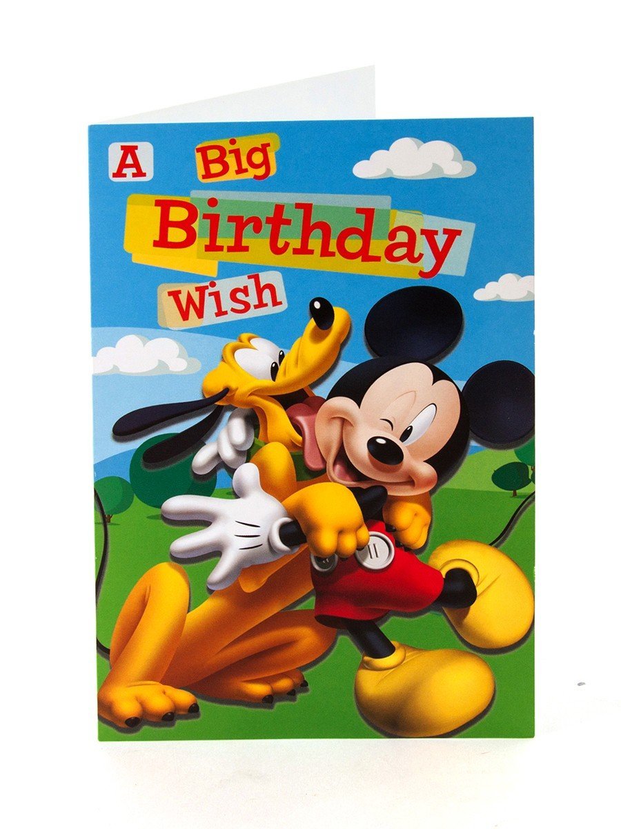 Mickey Mouse Pluto A Big Birthday Wish Card 