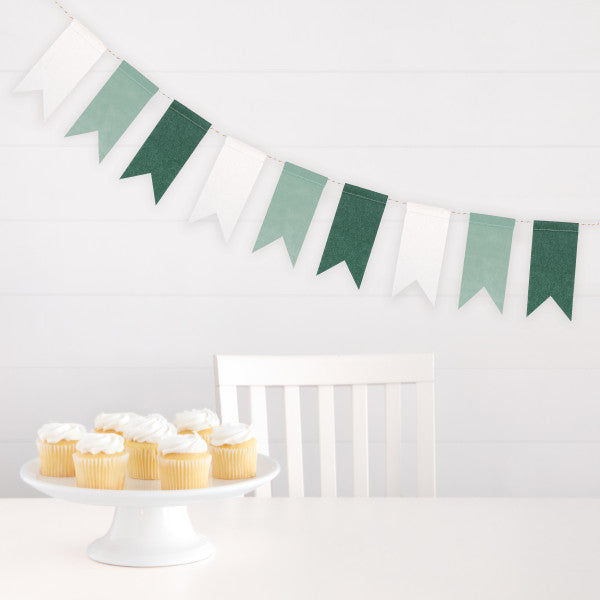 4ft Light Green, Dark Green & White Felt Pennant Banner