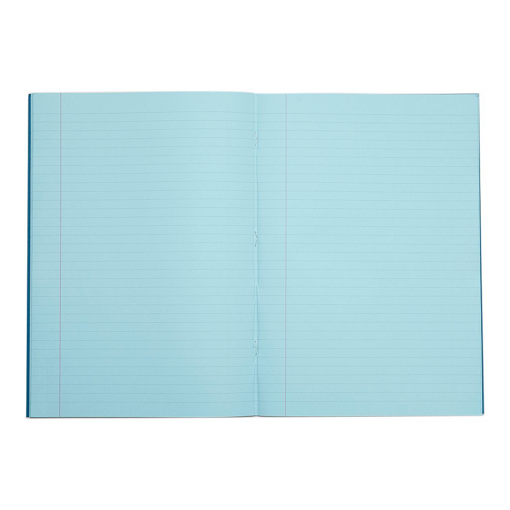 Pack of 10 Rhino A4 48 Page Light Blue with Blue Tinted Paper 8mm Lined with Margin Exercise Books