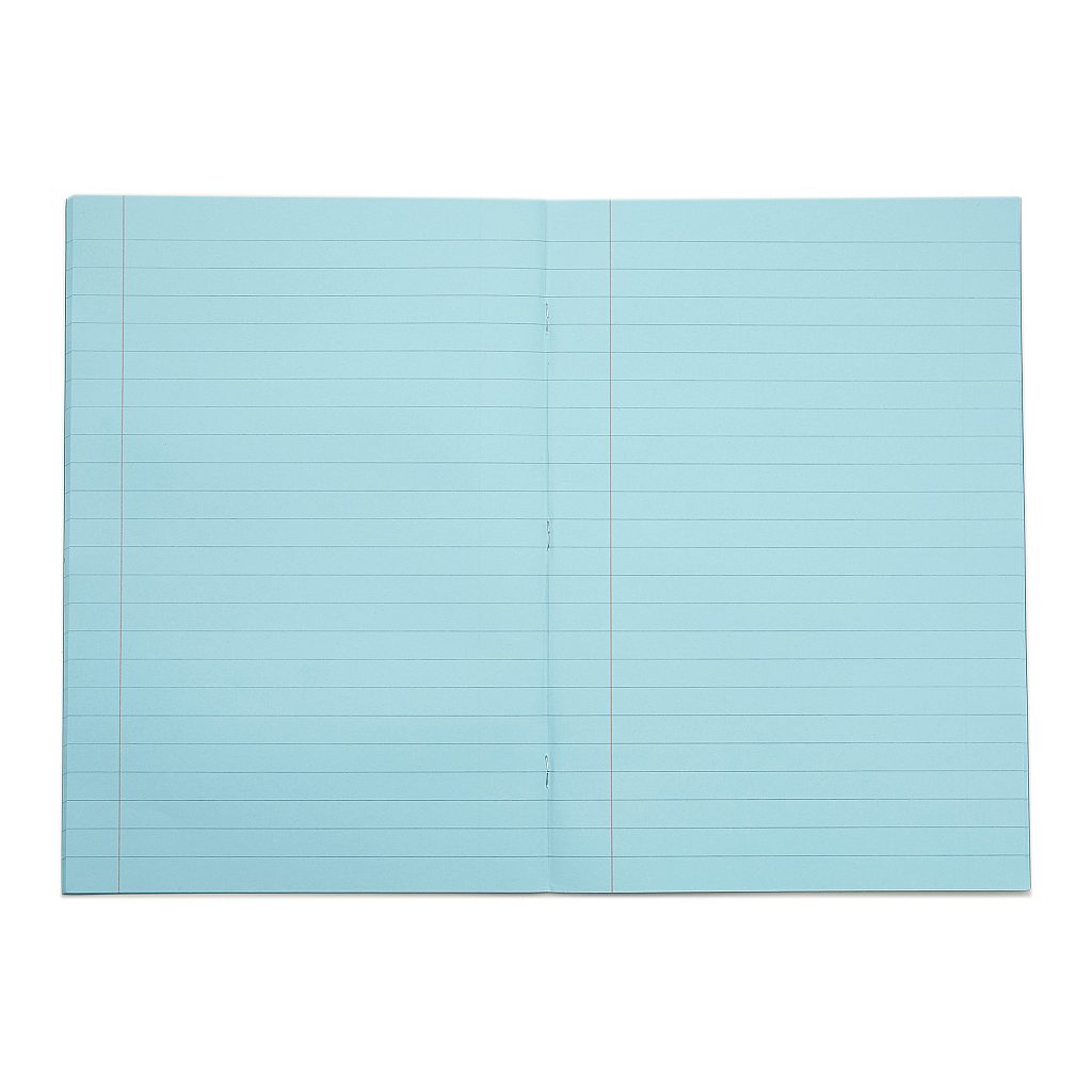 Pack of 10 Rhino A4 48 Page with Blue Tinted Paper 12mm Lined with Margin Exercise Books