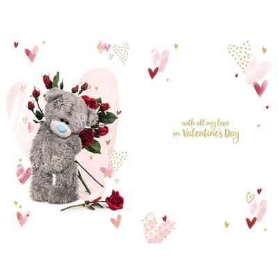 Me to You Bear 3D Holographic Keepsake Holding Roses Wife Valentine's Day Card