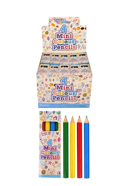 Pack of 4 8.5cm Mini Colouring Pencils