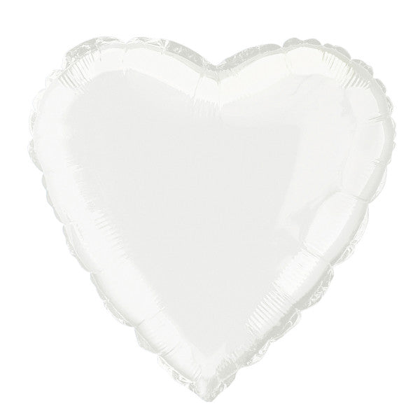 White Solid Heart Foil Balloon 18"