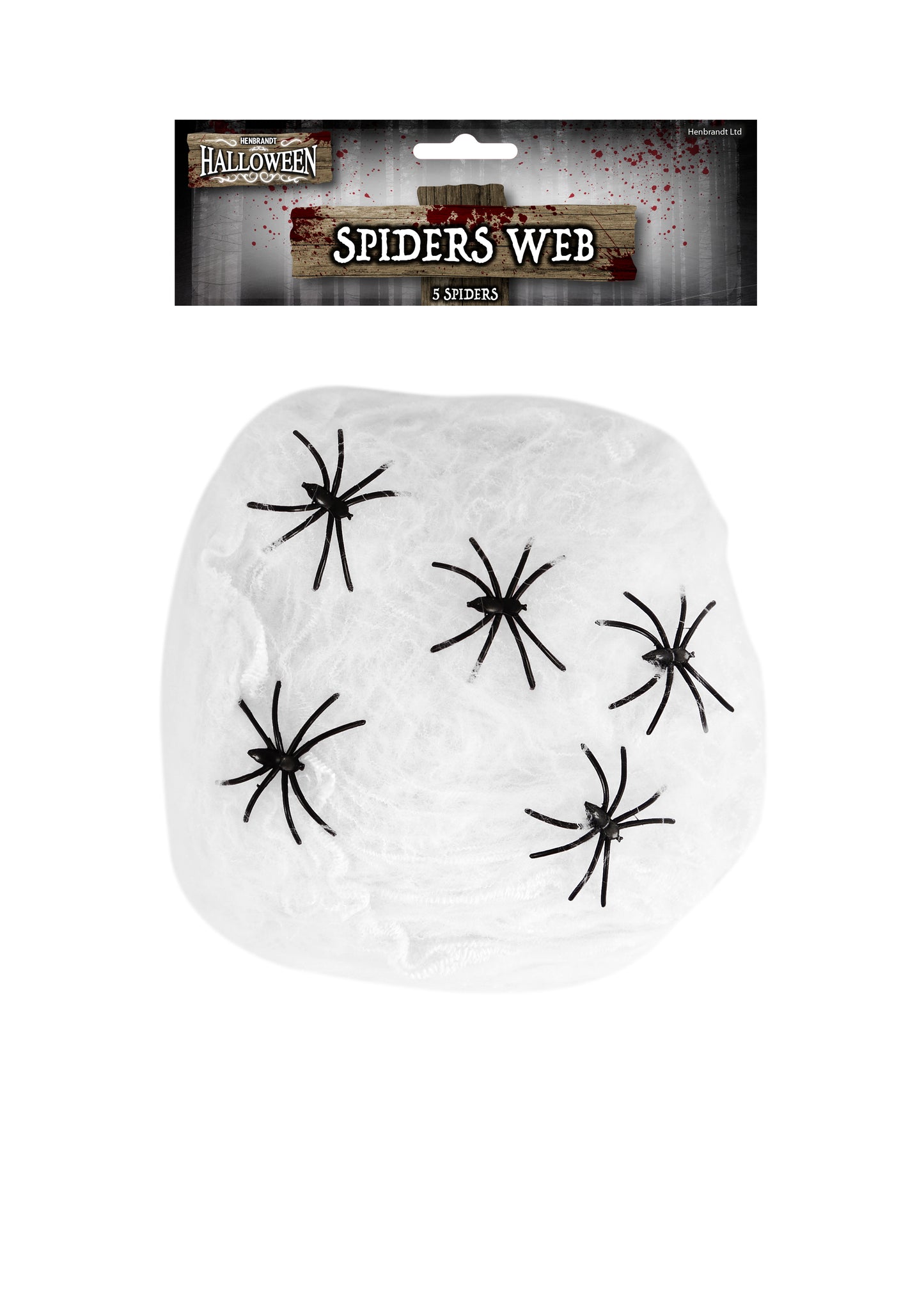 Spider Web 40g White with 5 Spiders - Decoration