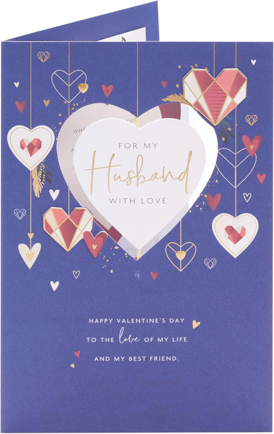 Dark Blue Design Husband Valentine's Day Card