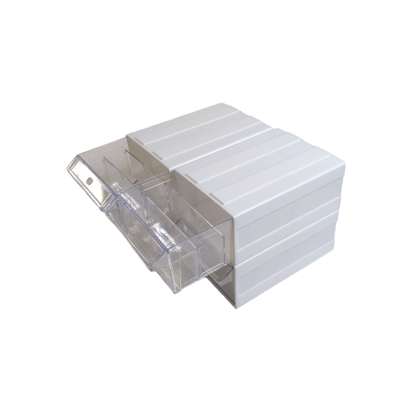 White Stackable Plastic Storage Drawers L203xW135xH79mm with Removable Compartments