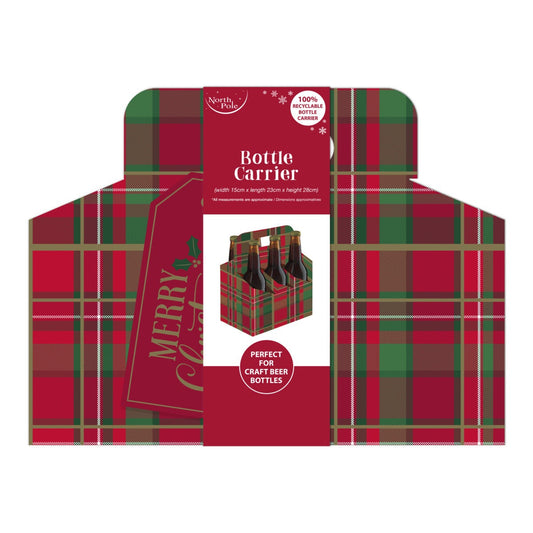 Christmas Tartan Design Bottle Carrier Flt