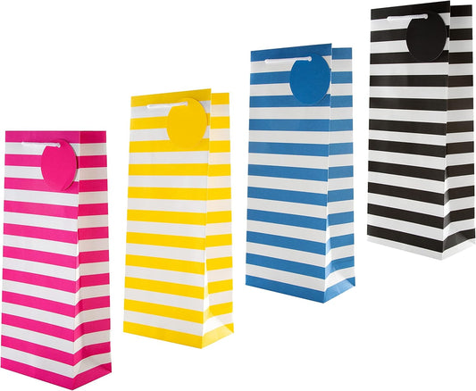 Multi Occasion Bottle Bags Bundle 4 Bags in 1 Contemporary Design (1 Yellow, 1 Pink, 1 Blue and 1 Black)