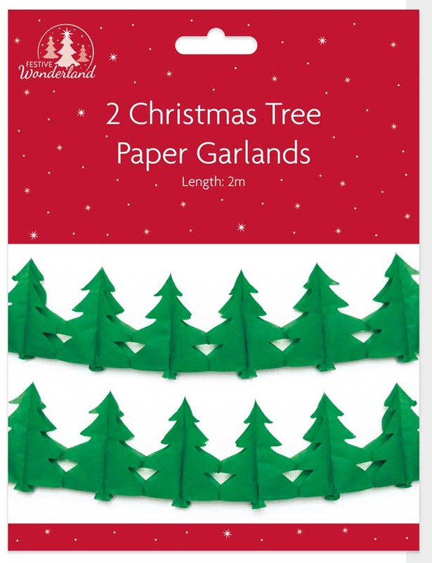 Pack of 2 2m Christmas Tree Paper Garlands