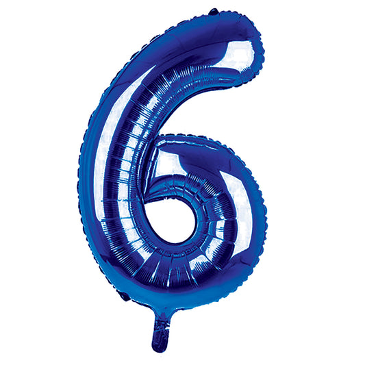 Giant Foil Dark Blue 6 Number Balloon