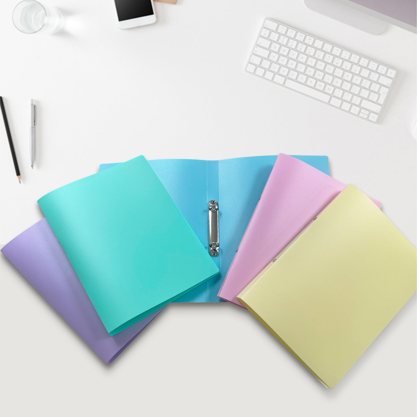 Pack of 10 Assorted Pastel Colours A4 Ring Binders