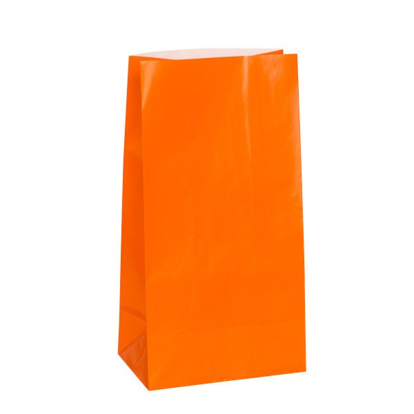 Pack of 12 Orange Paper Party Bags