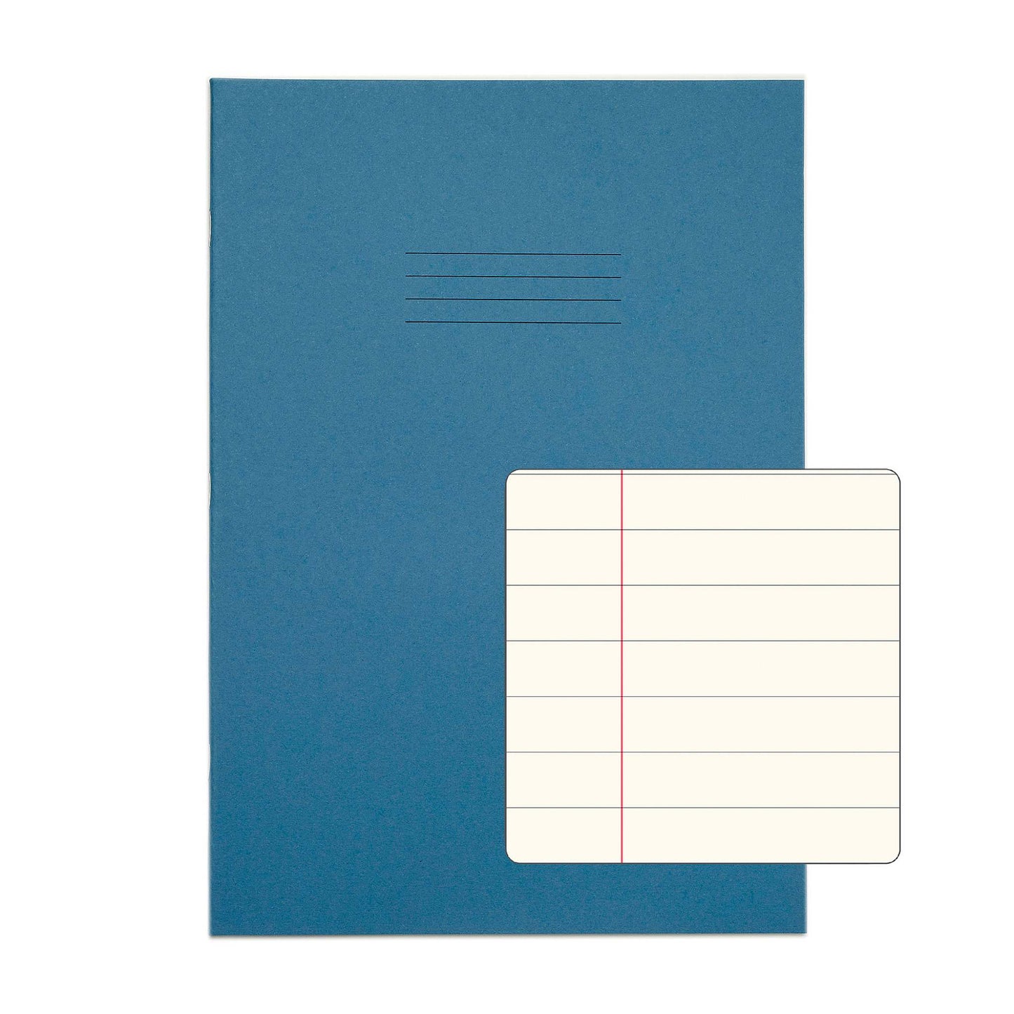 Pack of 10 Rhino A4 48 Page Light Blue with Cream Tinted Paper 12mm Lined with Margin Exercise Books