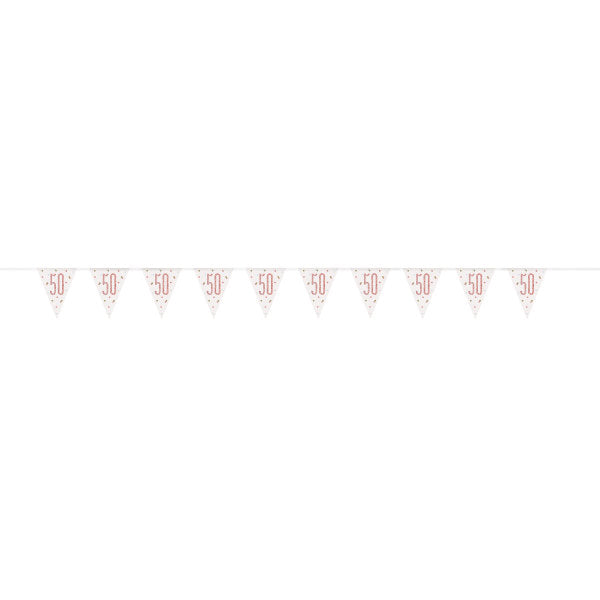 9ft Glitz Rose Gold Prismatic Plastic Number 50 Flag Banner