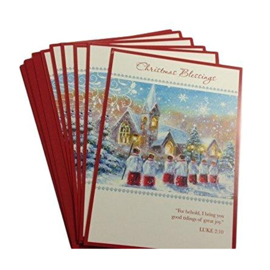 Pack of 6 'Church Carols' Design Christmas Greeting Cards