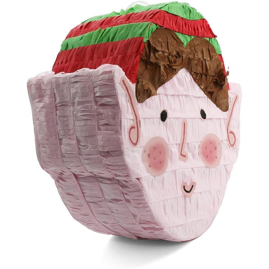 Xmas Elf Head Shaped Pinata With Face Stickers