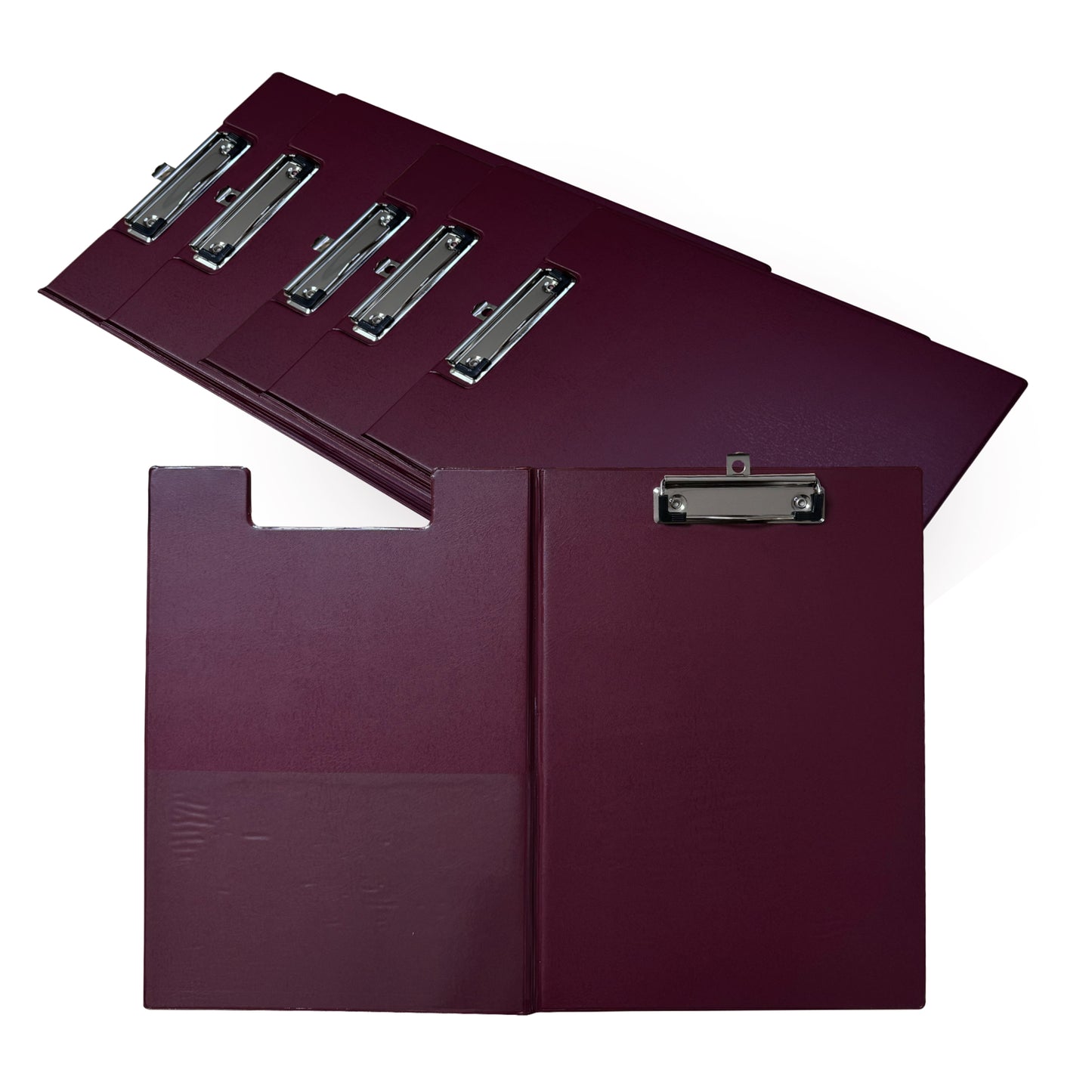 Pack of 6 A4 Burgundy Foldover Clipboards