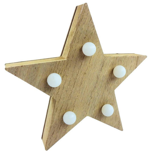 20x20x3Cm Wooden Star Christmas LED Decoration