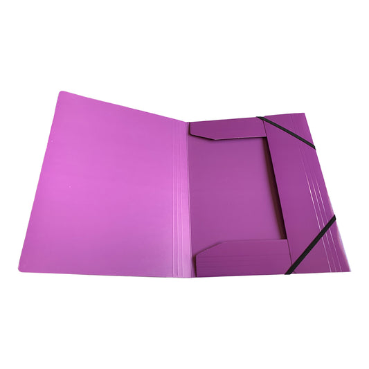 Janrax A4 Purple Laminated Card 3 Flap Folder with Elastic Closure