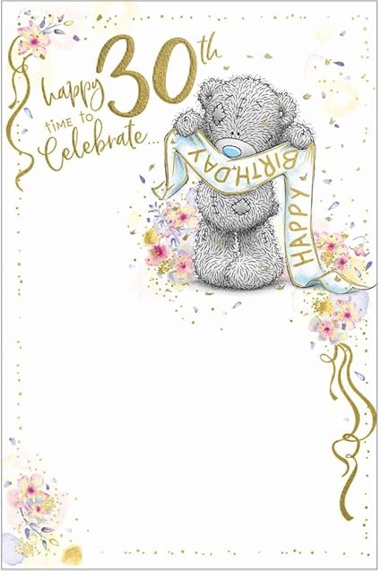 Bear With Banner 30th Birthday Card