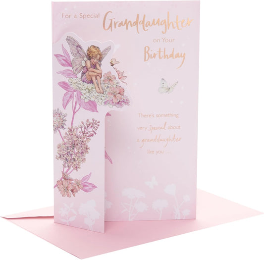 Flowers Fairies Design Granddaughter Birthday Card 