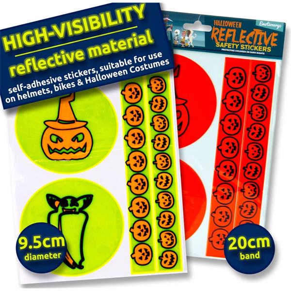 Pack of 4 Halloween High-visibility Reflective Safety Stickers by Emotionery