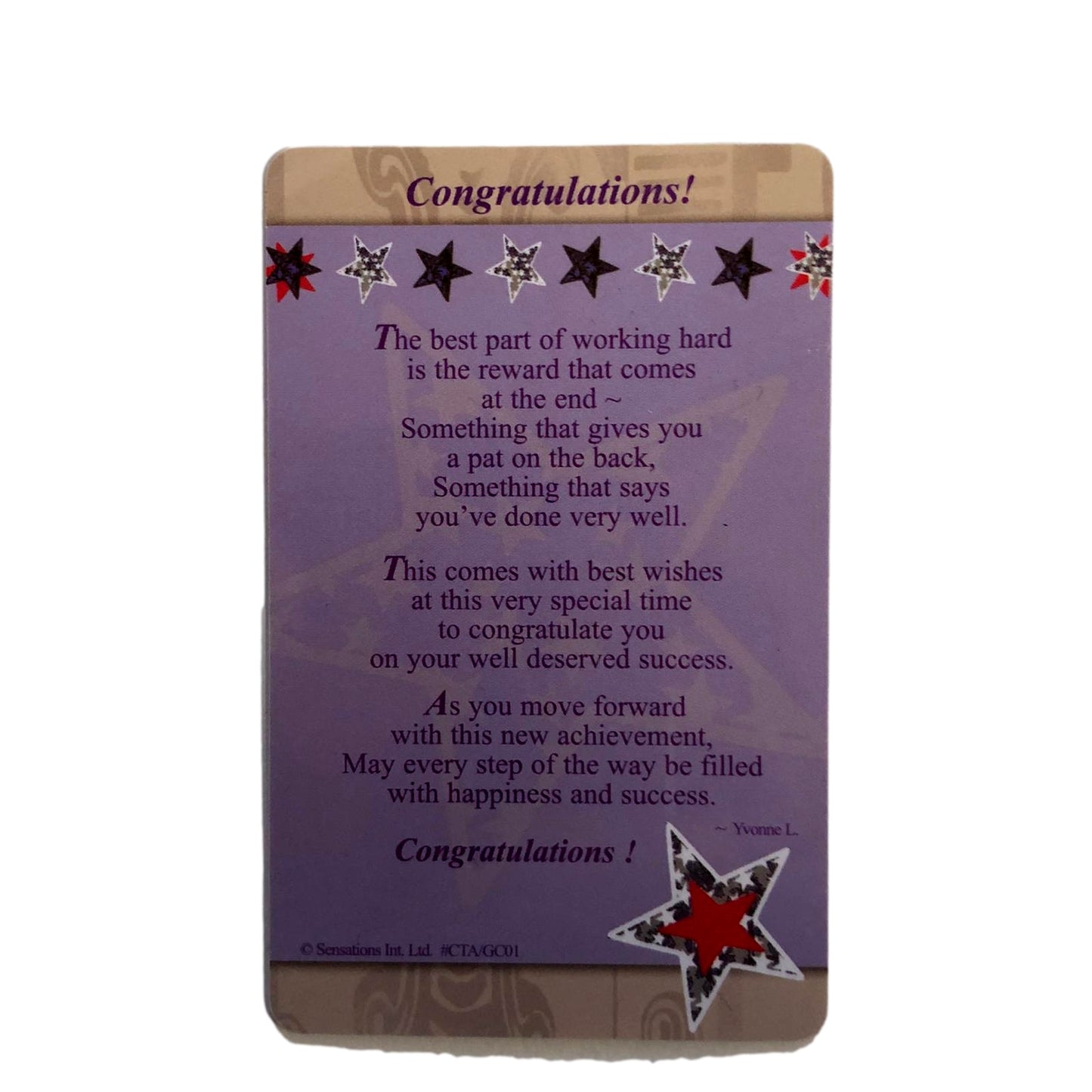 Sentimental Keepsake Wallet / Purse Card Congratulations