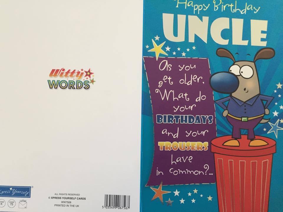 For Uncle Trousers Witty Words Birthday Card