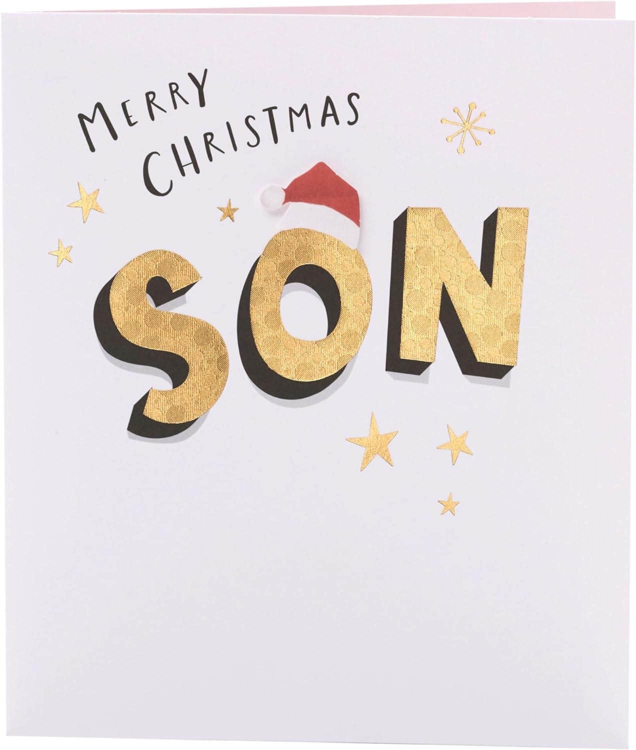 Son Christmas Card Gold Lettering Design 