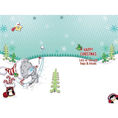 Bear Playing Hockey With Snow Ball Best Dad Christmas Card