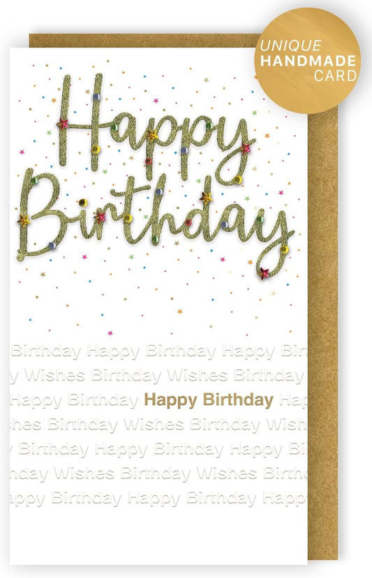 Gold-tastic Hand-Finished Champagne Birthday Card