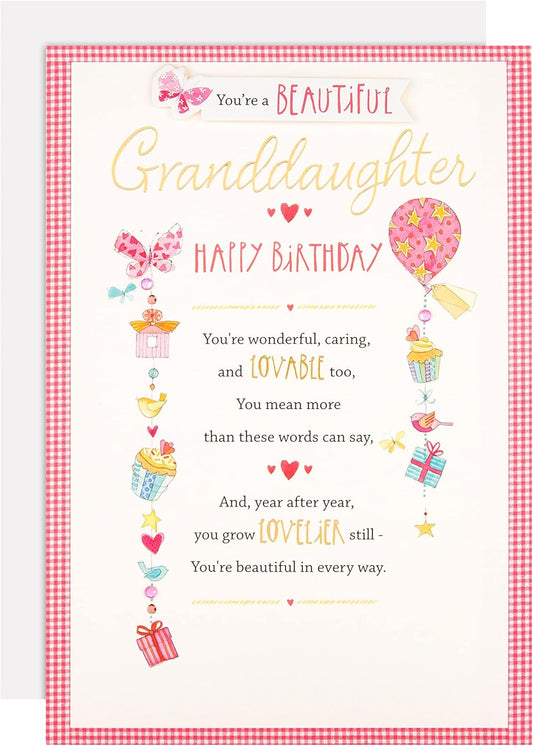 Beautiful Granddaughter Birthday Card 'Lovable'